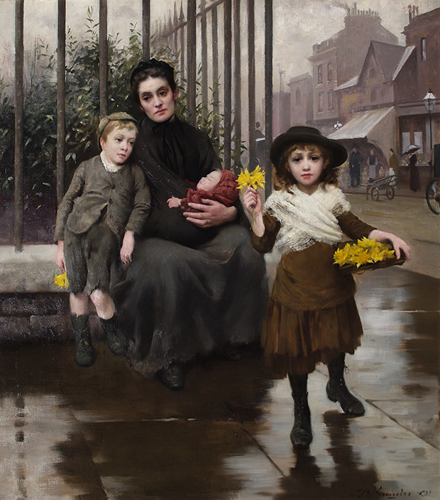 The Pinch of Poverty by Thomas Benjamin Kennington 1891. Credit: The Foundling Museum 