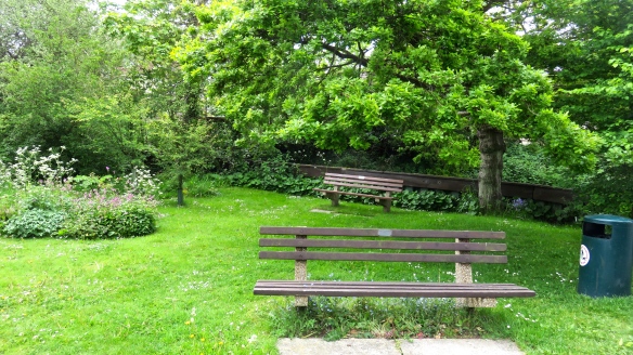 Benches on green