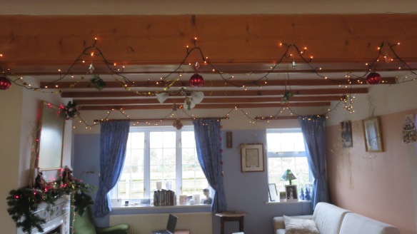 Christmas decorations in sitting room