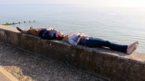 Couple on sea wall