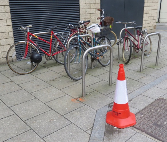 Cycle rack and traffic cone