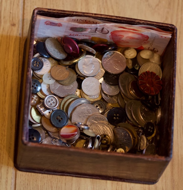 Coins, notes, buttons