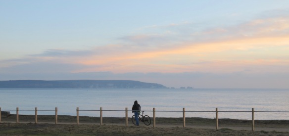 Isle of Wight, Needles, cyclist