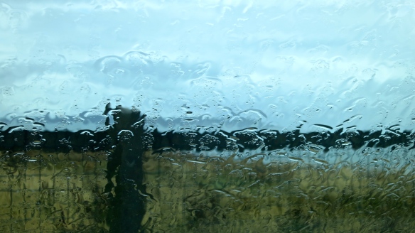 Isle of Wight through wet windscreen