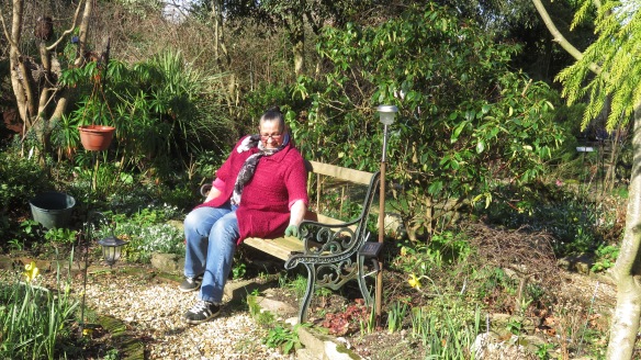 Jackie on Heligan Path bench