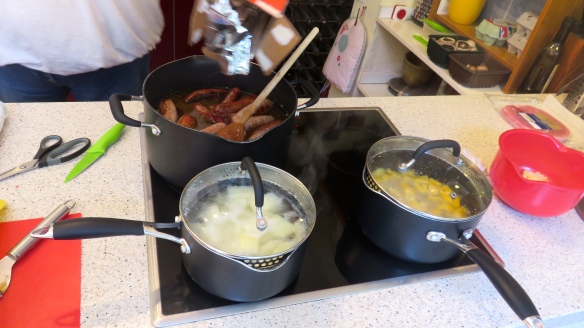 Sausage casserole cooking