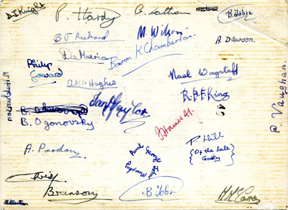 Wimbledon College school photo signatures c1957