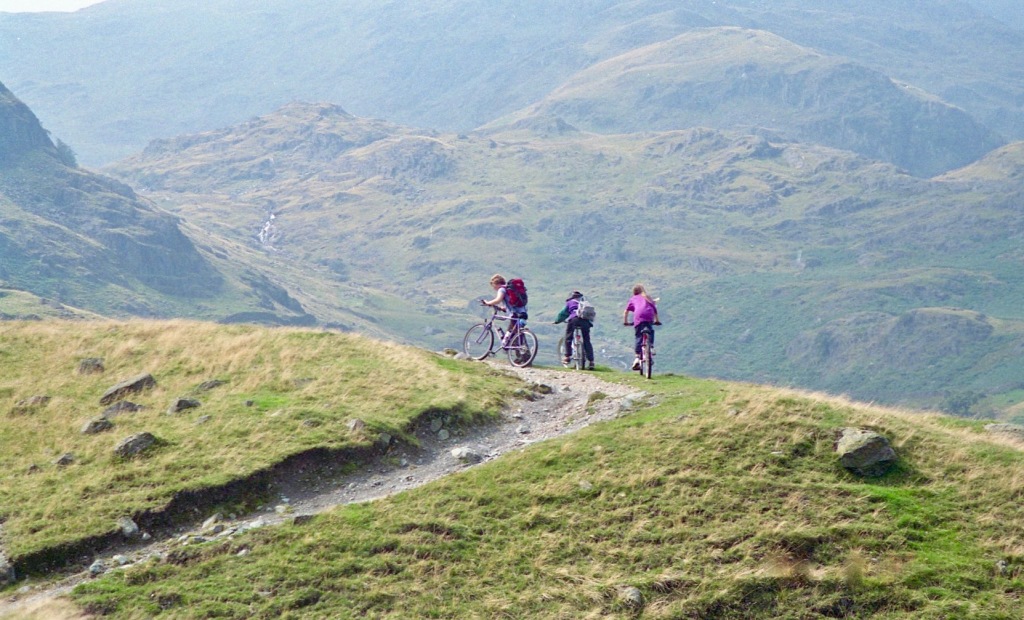 Sam, Louisa, and James A mountain biking from Haweswater 20.8.92 2