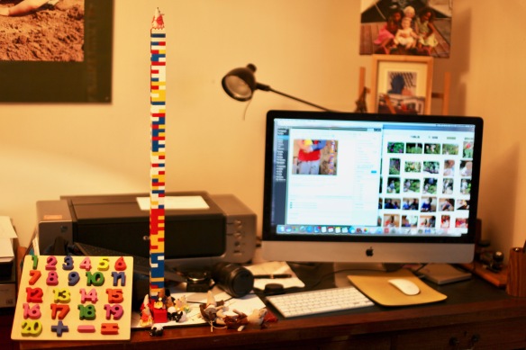 Desk with toys