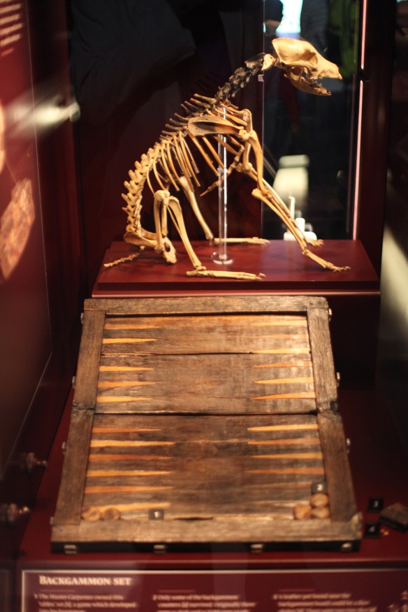 Dog skeleton and backgammon set