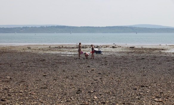 Women and children on beach