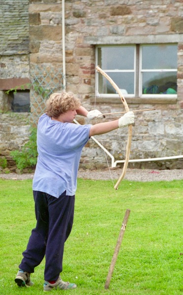 Sam firing bow and arrow 21.8.92 1